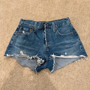 Levi's Blue Distressed Jean Shorts